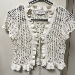 Women's Cream Crochet Sweater